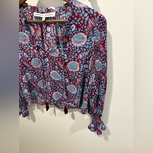 🌟Rebecca Mincoff Penelope floral smocked tassels ties top women's size Medium🌟 - Picture 3 of 10